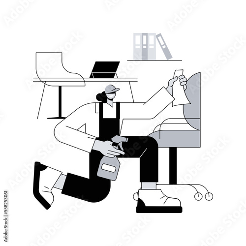 Commercial cleaning abstract concept vector illustration. Cleaning industry service, maintenance office cleanup, healthy safe environment, upholstery, sanitation, power washing abstract metaphor.