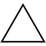 Monochrome vector graphic of an equilateral triangle with sharp vertices
