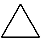 Monochrome vector graphic of an equilateral triangle with squared vertices