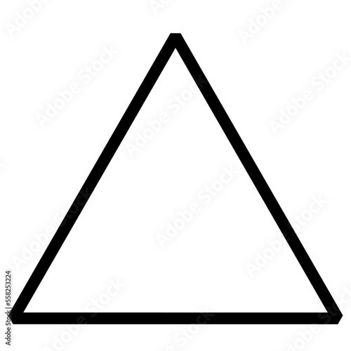 Monochrome vector graphic of an equilateral triangle with squared vertices