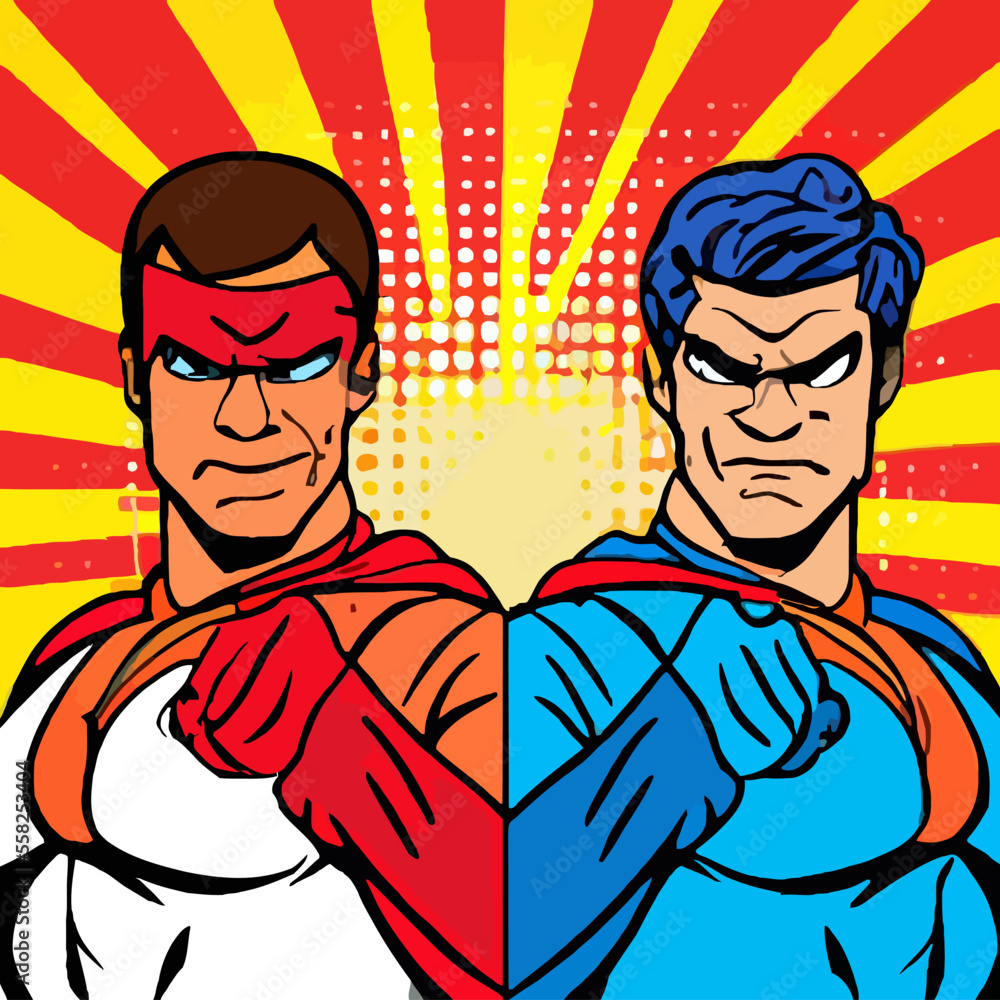 Angry Superheroes confrontation pop art style Stock Vector | Adobe Stock