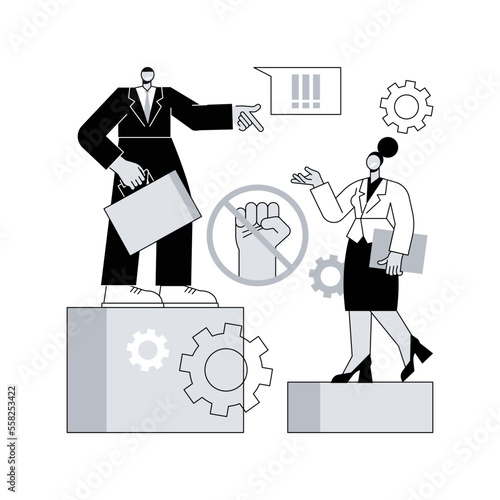 Racial discrimination abstract concept vector illustration. Discrimination based on skin colour, racial or ethnic origin, bullying and harassment, equal rights, prejudice abstract metaphor.