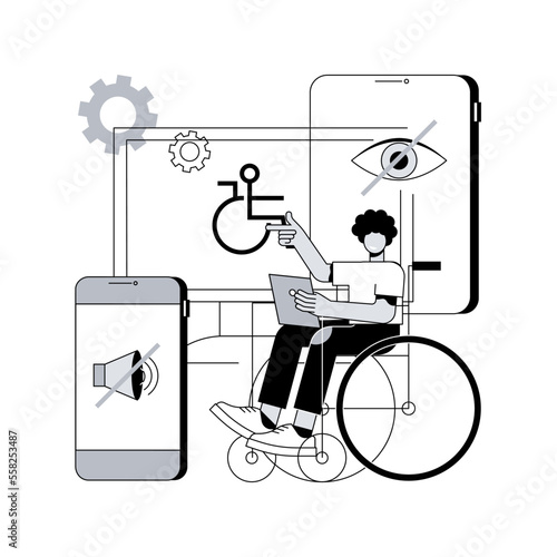 Electronic accessibility abstract concept vector illustration. Accessibility to websites, electronic device for disabled people, communication technology, adjustable web pages abstract metaphor.