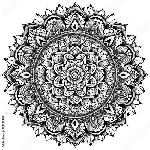 Mandala coloring book black and white created with AI