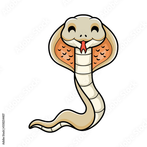 Cute albino monocled cobra cartoon