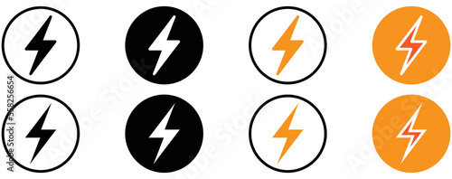 Cuadro en lienzo lightning inside circle icon set