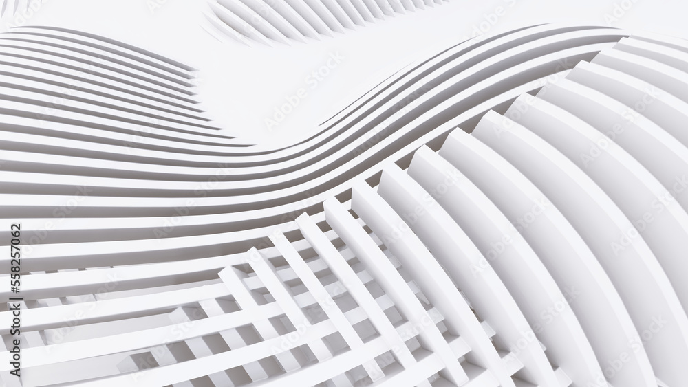 Fototapeta premium Abstract Curved Shapes. White Circular Background.