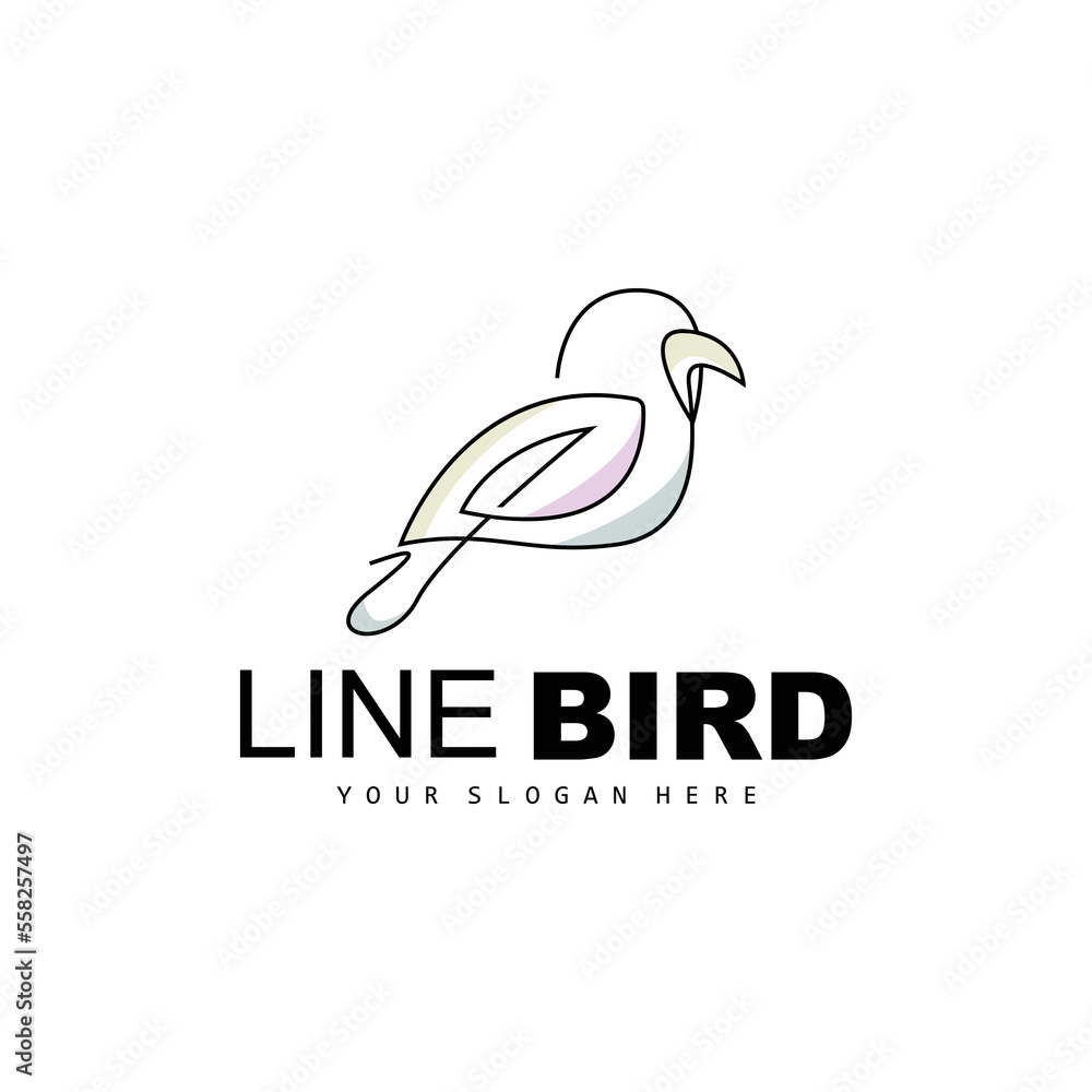 Obraz premium Bird Logo, Vector Hummingbird, Simple Simple line Style Design, Bird Wings Icon Product Brand