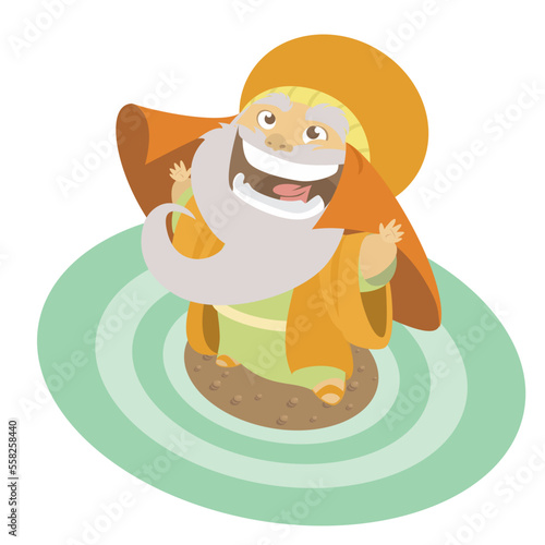 Prophet Moses cartoon parting the Red Sea