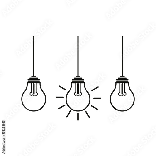 Three light bulbs icon. Vector illustration.