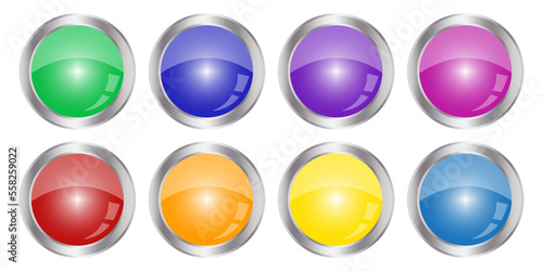 set colored buttons. Glossy brooch pin. Vector illustration. Free Download set colored buttons. Glossy brooch pin. Vector illustration. - GFXLoad