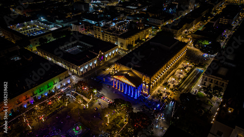 Teatro Degollado en Guadalajara de noche con Dron photo