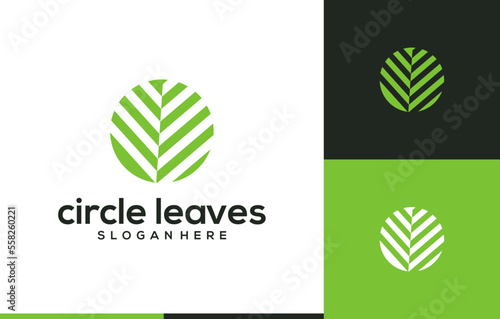 leaf circle negative space modern logo design