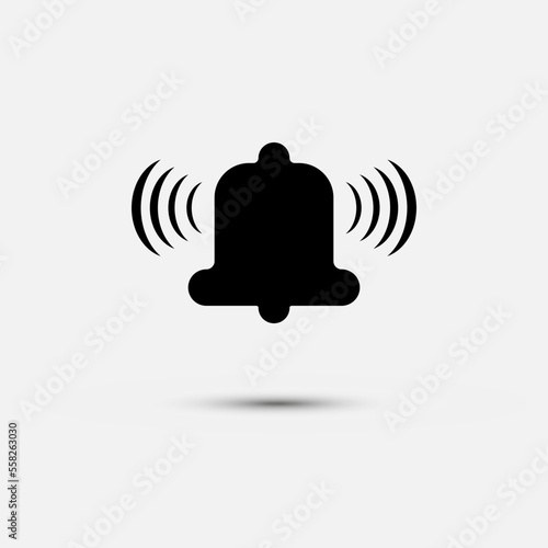 Bell alert icon isolated on white background, black alarm vector illustration symbol, ring web signal
