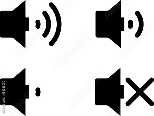 Simple icons of speaker volume with sound waves, vector illustration