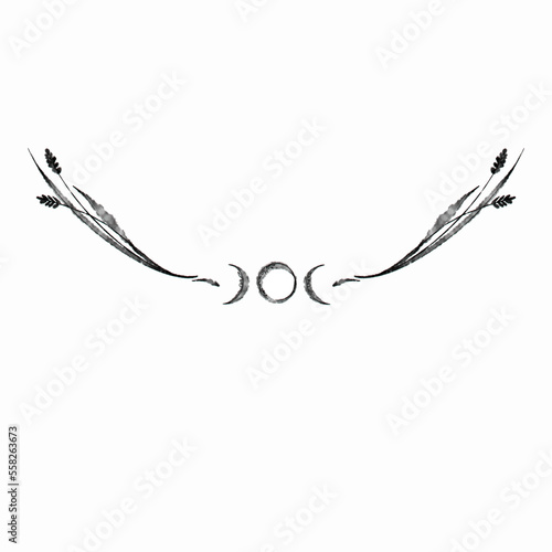 triple moon goddess symbol chest tattoo art idea