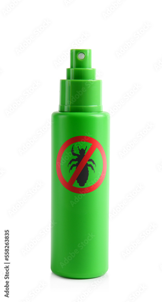 Bottle of lice spray on white background Bottle of lice spray on white background