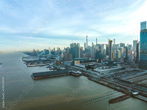 Aerial Drone Sunrise in Weehawken New Jersey photo