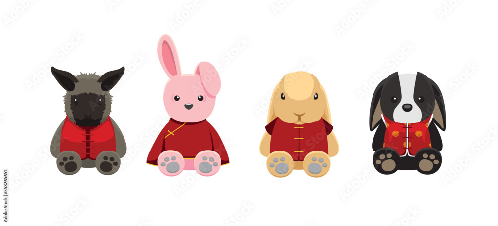 Rabbit Chinese New Year Clothes Cartoon Vector Character