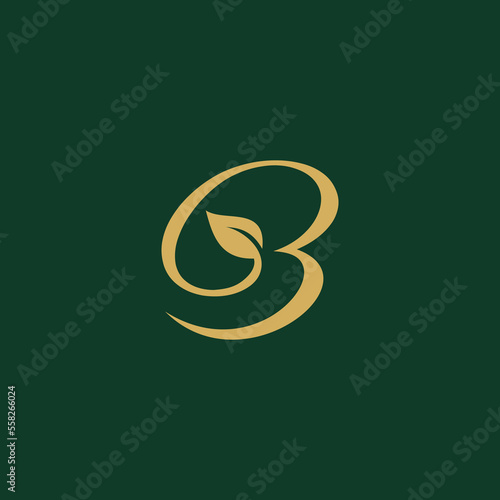 creative letter b logo design. Vector illustration letter b with leaf logo design. Modern cosmetic logo design vector icon template