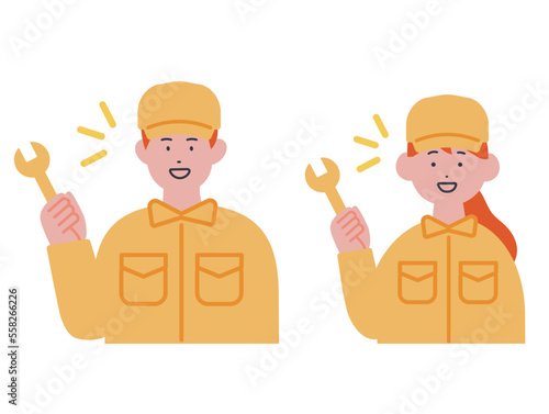 工具を持った作業員のイラスト