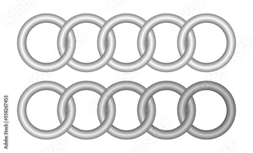 set of realistic metal chain links isolated. eps vector