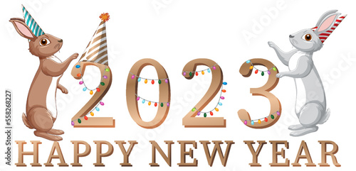 Happy New Year 2023 text for banner design