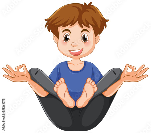 Yoga flower pose cartoon character