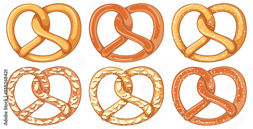 Set of different flavor pretzel breads Set of different flavor pretzel breads