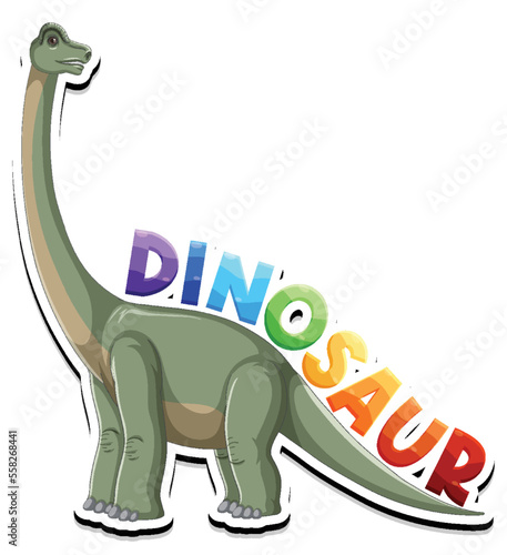 Dinosaur extinction animal cartoon character and text logo