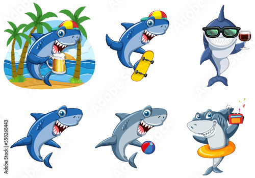 Different sharks in summer beach