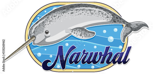 Narwhal logo with carton character