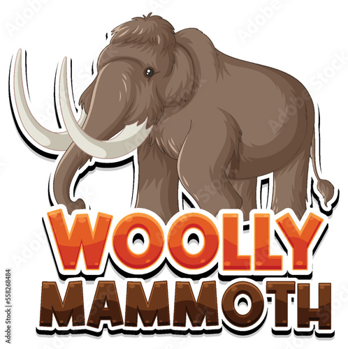 Woolly mammoth cartoon character with logo