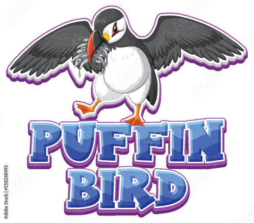 Puffin bird logo with carton character