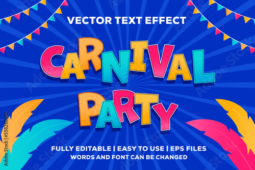 carnival party vector text effect colorful fully editable