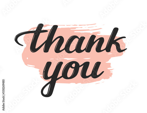 Handwritten Thank you card. Hand drawn lettering. 