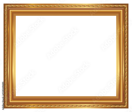 Gold photo frame with corner line floral picture frame isolated © EmBaSy