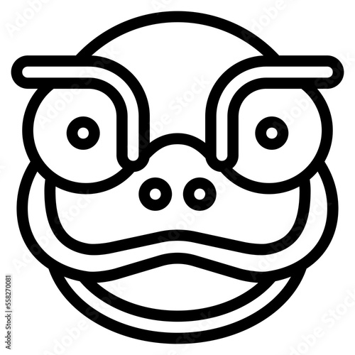 lion dance icon with outline style. Suitable for website design, logo, app and UI. Based on the size of the icon in general, so it can be reduced.