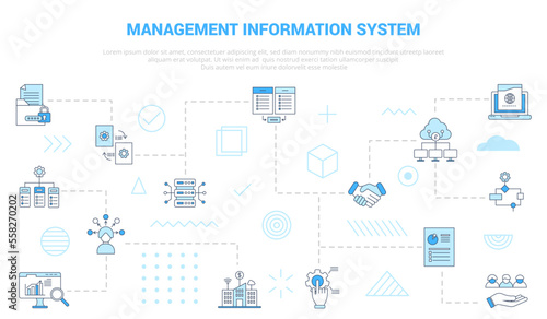 mis management information system concept with icon set template banner with modern blue color style