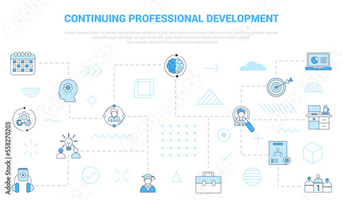 cpd continous professional development concept with icon set template banner with modern blue color style