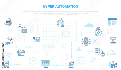 hyper automation concept with icon set template banner with modern blue color style