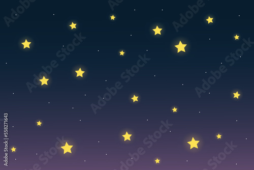 night sky with stars and moon. paper art style. Dreamy background with moon stars and clouds, abstract fantasy background. Half moon, stars and clouds on the dark night sky background.