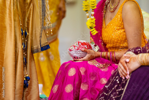Indian Hindu wedding ritual items close up