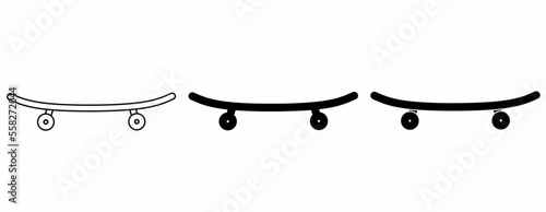 side view skateboard icon set isolated on white background