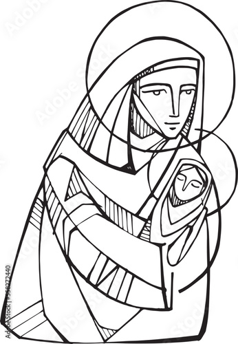 Hand drawn illustration of Mother Maria Biz.