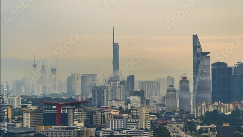 Time-lapse 4k UHD footage of cityscape of Kuala Lumpur, Malaysia in the morning photo