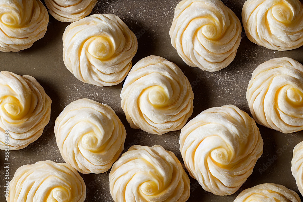 raw puff pastry dough, generative AI raw puff pastry dough, generative AI