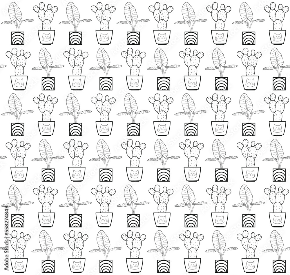 Organic Plants background pattern. Organic decorative home plants and tropical plants background pattern. Hand drawn abstract leaves pattern. Hand drawn seamless pattern. Organic Plants background pattern. Organic decorative home plants and tropical plants background pattern. Hand drawn abstract leaves pattern. Hand drawn seamless pattern.