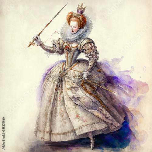 watercolor of Queen Elizabeth I photo