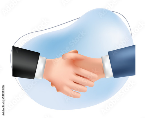 3d handshake icon. shaking hands illustration. businessman shaking hands
